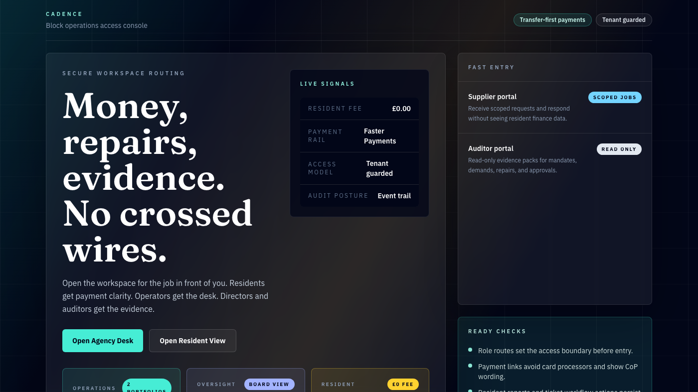 Operations platform prototype interface screenshot