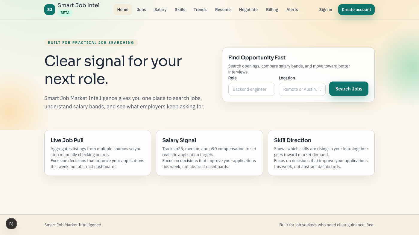 Smart Job Market Intelligence interface screenshot